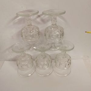 5  Vintage Indian Clear Glass Kings Crown 3D Thumbprint